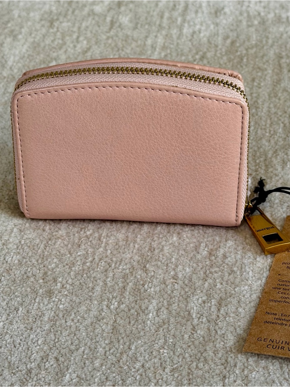 Margot New York Gina Compact Wallet Blush Pink 100% Leather Zip Wallet - Picture 3 of 10
